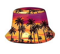 Tropical Summer Palm Tree Bucket Hat Summer Beach Sun Hat Packable Hawaii Fisherman Cap for Women Men Boys Girls, Palm Tree-0006, One size