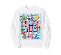 Tropical Summer Vibe Crab Surfboard Beach Palm tree Vacation Sweatshirt