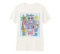 Tropical Summer Vibes Crab Surfboard Beach Palm Tree Graphic Premium T-Shirt
