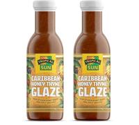 Tropical Sun Caribbean Honey Thyme Glaze - Sweet & Aromatic Glaze with Fresh Herbs & Spices, Perfect for Roasts & Root Vegetables, 355g (Pack of 2)