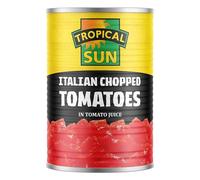 Tropical Sun Chopped Tomatoes | 400g Italian tinned Tomatoes in Tomato Juice | All Natural Freshly Packed Tomato tin for a Rich & Delicious Taste (Pack of 6)