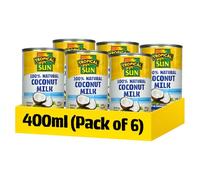 Tropical Sun Coconut Milk 400ml Pack of 6 | 100% Natural Canned Milk from Fresh Coconuts | Rich & Creamy Gluten-Free,Dairy-Free Vegan for Cooking, Baking, Curries & Smoothies