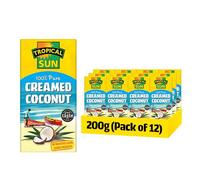 Tropical Sun 100% Pure Desiccated Creamed Coconut 200 g (Pack of 12) - For Food Sweetness & Flavor Enhancer