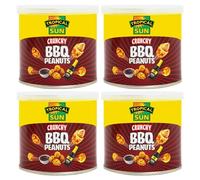 Tropical Sun Crunchy BBQ Peanuts 140g Pack of 4 Smokey Sweet Barbecue Chilli Flavour Roasted Nuts Vegan Nibble Snack with Welari Thank You Card | (4pack) (560g)