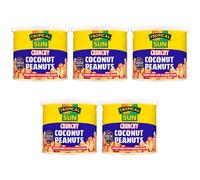 Tropical Sun Crunchy BBQ Peanuts 140g Pack of 5 High Protein Sweet Cocos Flavour Roasted Nuts Vegan Nibble Snack with Welari Thank You Card | (5pack) (700g)