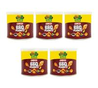 Tropical Sun Crunchy BBQ Peanuts 140g Pack of 5 Smokey Sweet Barbecue Chilli Flavour Roasted Nuts Vegan Nibble Snack with Welari Thank You Card | (5pack) (700g)