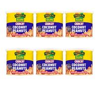 Tropical Sun Crunchy BBQ Peanuts 140g Pack of 6 High Protein Sweet Cocos Flavour Roasted Nuts Vegan Nibble Snack with Welari Thank You Card | (6pack) (840g)