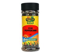 Tropical Sun Five Peppercorn Mix - Whole Peppercorn Blend with Black, White, Green, Pink & Allspice, Adds Aroma & Flavour to Cooking, 100g Jar