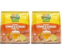 Tropical Sun Intant Lemon and Ginger Herbal Tea. Sweet, Spicy & Refreshing! - 24 Sachets (Pack of 2)
