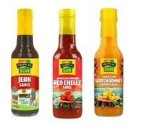 Tropical Sun Jamaican Scotch Bonnet | Crushed Red Chilli | Jerk Sauce | Condiments 150ml- Pack of 3