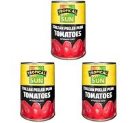 Tropical Sun Plum Tomatoes 400g (Pack of 3), Italian Peeled Plum Tinned Tomatoes in Tomato Juice,Ideal for Cooking, Sauces, Stews, Soups & Everyday Recipes