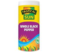 Tropical Sun Whole Black Pepper - Premium Black Peppercorns for Cooking, Bold Flavour Enhancer for Meals, Adds Aroma to Curries & Marinades, 90g Jar
