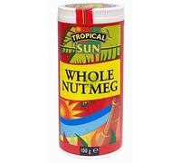 Tropical Sun Whole Nutmeg - Whole Spice Pods for Baking, Custards, Sauces andVegetables - Use with Grater for Fresh Ground Flavour - 100g