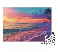 Tropical Sunset Beach 1000 Piece Tropical Sunset Beach Landscape Jigsaws Puzzles for Adults And Kids Family Educational Games 1000 Pieces Fun, Challenging & Brainteasing Adults for Women, Gifts for Me