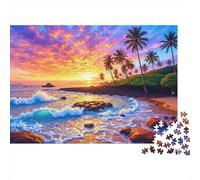 Tropical Sunset Beach 1000pc Jigsaw Puzzle Ultra Difficult Mind Relaxation Puzzle After-school Puzzle Activity Recycled Cardboard 52x38cm/1000pcs