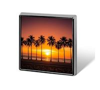 Tropical Sunset Beach Lapel Pin for Men Brooches And Pins for Women Square Metal Badge for Shirts, Jackets, Hats | Durable Fashion Accessory & Gift for Men, Women, Events