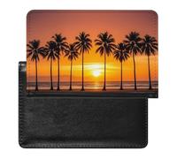 Tropical Sunset Beach Passport Holder Cover Secure Travel Wallet PU Leather Credit Cards Passport Organizer Bag for Women Men, white, One Size, Modern