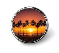 Tropical Sunset Beach Round Badge Cute Enamel Lapel Pin Brooches Button Pin Personalized Clothing Decoration Unisex Badge Holder Hats Bags Shirts Decor