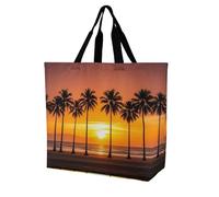 Tropical Sunset Beach Shopper Bag Reusable Tote Bag Waterproof Handbags For Ladies Travel Daily Use
