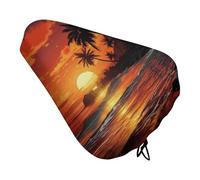 Tropical Sunset Bike Seat Cushion Waterproof Bicycle Seat Cover with Drawstring Comfort Dustproof Rain Proof Protection Bike Seat for Outdoor Most Bicycles Mountain Road Bikes