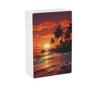 Tropical Sunset Cigarette Case - Portable Cigarette Box Lightweight Holder Case for Travel Waterproof Plastic Cigarettes Boxes Pocket Size Storage Box for 20 Cigarettes