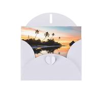 Tropical Sunset Exquisite Pearl Paper Holiday Cards, Birthday Cards, Suitable For Christmas, Valentine'S Day, Wedding Anniversary And Party Invitation Cards.