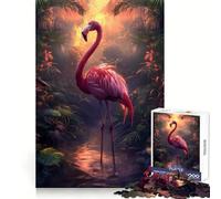 Tropical Sunset Flamingo Teenagers 1000 Piece Jigsaw Puzzle Smart Challenge Peaceful Hobby Fine Lock Holiday Treat (38x26cm)