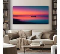 Tropical Sunset Framed Canvas Wall Art, Scenery Ocean Painting on Canvas Prints 50x100 cm Large Pictures Artwork for Living Room Bedroom Home Office Wall Decoration