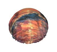 Tropical Sunset Hair Cap For Shower, Waterproof Hair Shower Caps For Long Hair, Non-Slip Cute Shower Cap