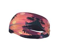 Tropical Sunset Headband Hair Sweat Headband Head Wrap Hair Non-Slip Stretchable Washable Makeup Headband