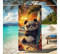 Tropical Sunset Microfiber Beach Towel Extra Large Vibrant Orange Surfing Panda Quick Dry Absorbent Soft Sand Free Lightweight Beach Blanket Vacation Outdoor Essentials 70x35 Inch