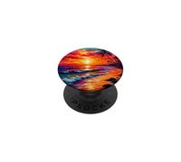 Tropical Sunset Ocean Waves Oil Painting PopSockets Adhesive PopGrip