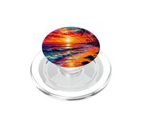 Tropical Sunset Ocean Waves Oil Painting PopSockets PopGrip for MagSafe