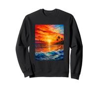 Tropical Sunset Ocean Waves Oil Painting Sweatshirt
