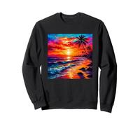 Tropical Sunset Ocean Waves Oil Painting Sweatshirt