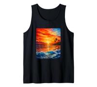 Tropical Sunset Ocean Waves Oil Painting Tank Top