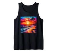 Tropical Sunset Ocean Waves Oil Painting Tank Top