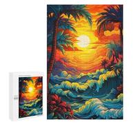 Tropical Sunset Palm Trees Jigsaw Puzzle for Adults, 1000 PCS - Relaxing Home Activity, for Relaxing Solo Or Group Play