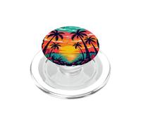 Tropical Sunset Paradise Palm Trees Retro Beach Vacation PopSockets PopGrip for MagSafe