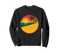Tropical Sunset Pineapple Slice And Beach Palm Tree Art Sweatshirt