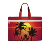 Tropical Sunset Printed Document Bag Teacher Canvas File Tote Bag Pouch for Work, Casual Handbag for Office School Travel Beach