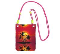 Tropical Sunset Printing Travel Cell Phone Pouch Crossbody Bag With Shoulder Strap For Phone,Walking Passport,Wallet