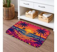 Tropical Sunset Quick Dry Bath Mat, Vibrant Palm Trees Landscape Absorbent Non Slip Shower Mat, Summer Decorative Flannel Washable Bath Rugs for Bathroom Toilet Restroom 20x32 Inch