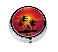 Tropical Sunset This Small, Round Pill Box is a Portable Travel Medicine Organizer with Three compartments for Storing Daily medications.