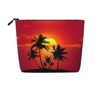 Tropical Sunset Versatile Toiletry Organizer - Fake Hemp Makeup Bag – Reusable Cosmetic Bag with Zipper Pouch, Black, One Size