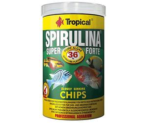 Tropical SUPER SPIRULINA FORTE CHIPS 1000ml / 520g - Spirulina-Rich Chips for Large Algae-Eating Fish (Color, Growth & Immunity Boost)