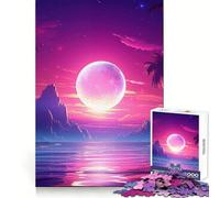Tropical Synthwave Mirage 1000 Piece Jigsaws for Teenagers Mental Dexterity Quiet Fun Premium Cut Holiday Present (50x75cm)