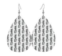 Tropical Theme Pineapple Fruit Pattern Leather Earring For Women Teardrop Dangle Printed Fashion Accessories Daily Wear Party