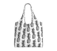 Tropical Theme Pineapple Fruit Pattern Print Canvas Tote Bags for Women Reusable Grocery Bag Large Gym Canvas Cloth Pouchportable Shopping Handbag