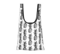 Tropical Theme Pineapple Fruit Pattern Print Foldable Reusable Grocery Bag Lightweight Shopping Tote for Groceries Travel Beach Eco-Friendly Compact Adventure Tote